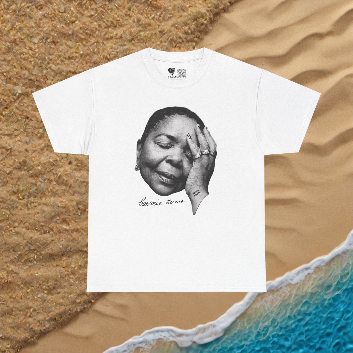 Vintage Cesaria Evora B&W signature simple T-shirt