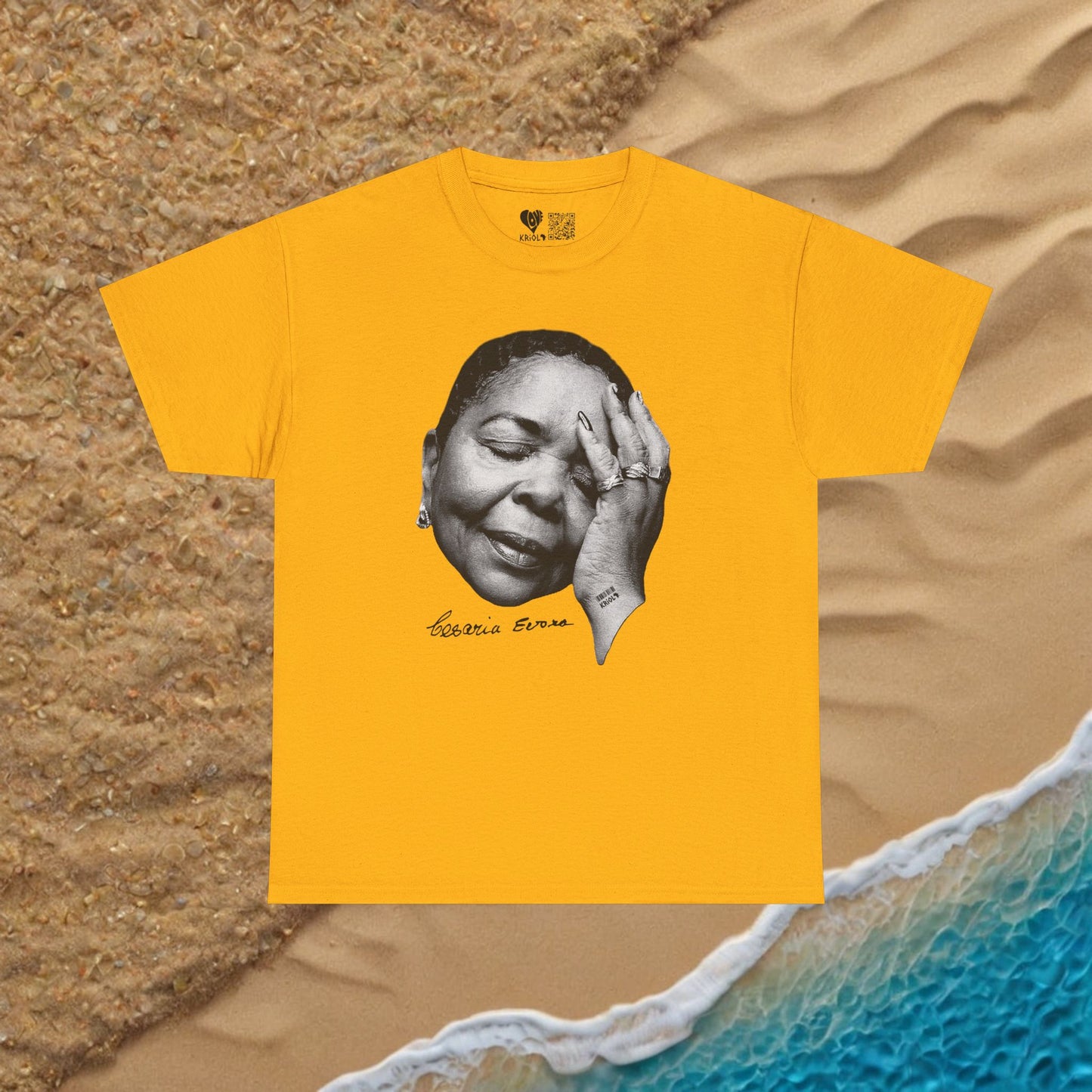 Vintage Cesaria Evora B&W signature simple T-shirt