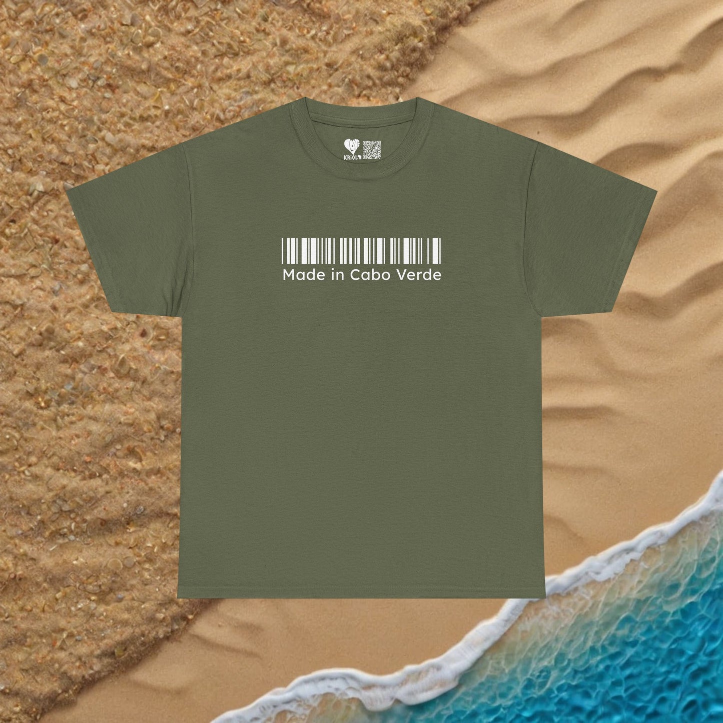 Made in Cabo Verde White barcode T-shirt