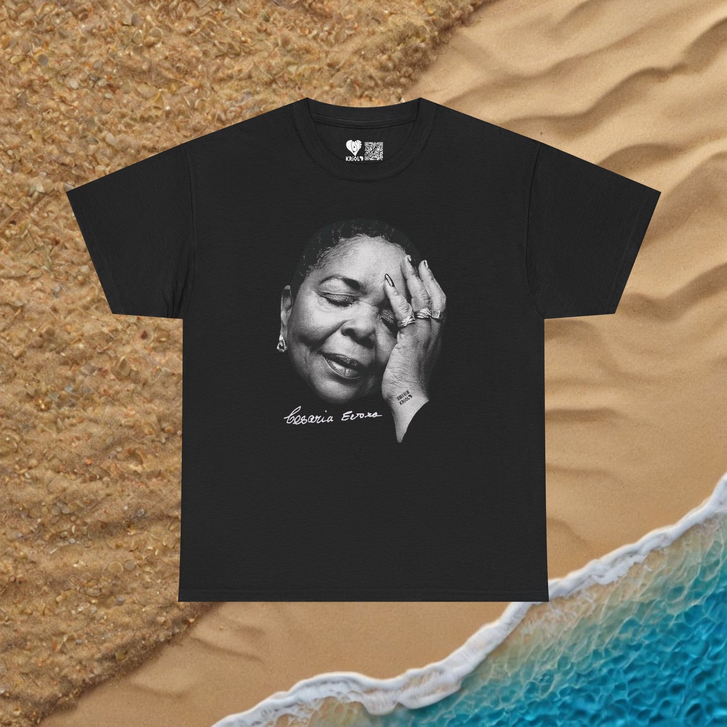 Vintage Cesaria Evora B&W signature simple T-shirt