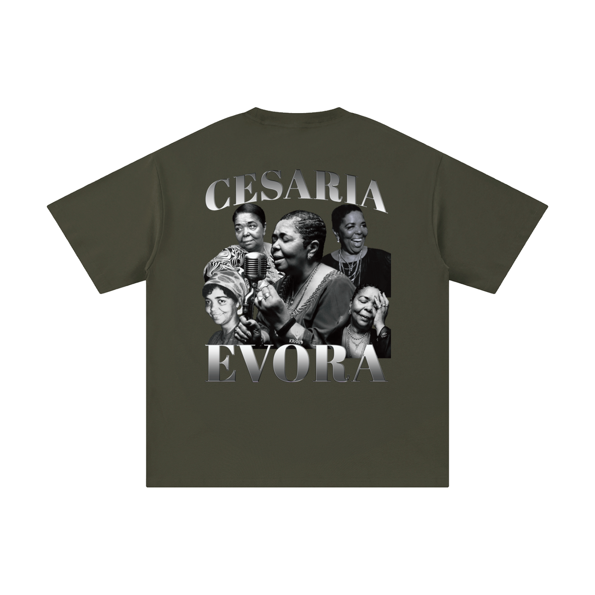 Camisa vintage com autógrafo da Cesária Évora em P&B