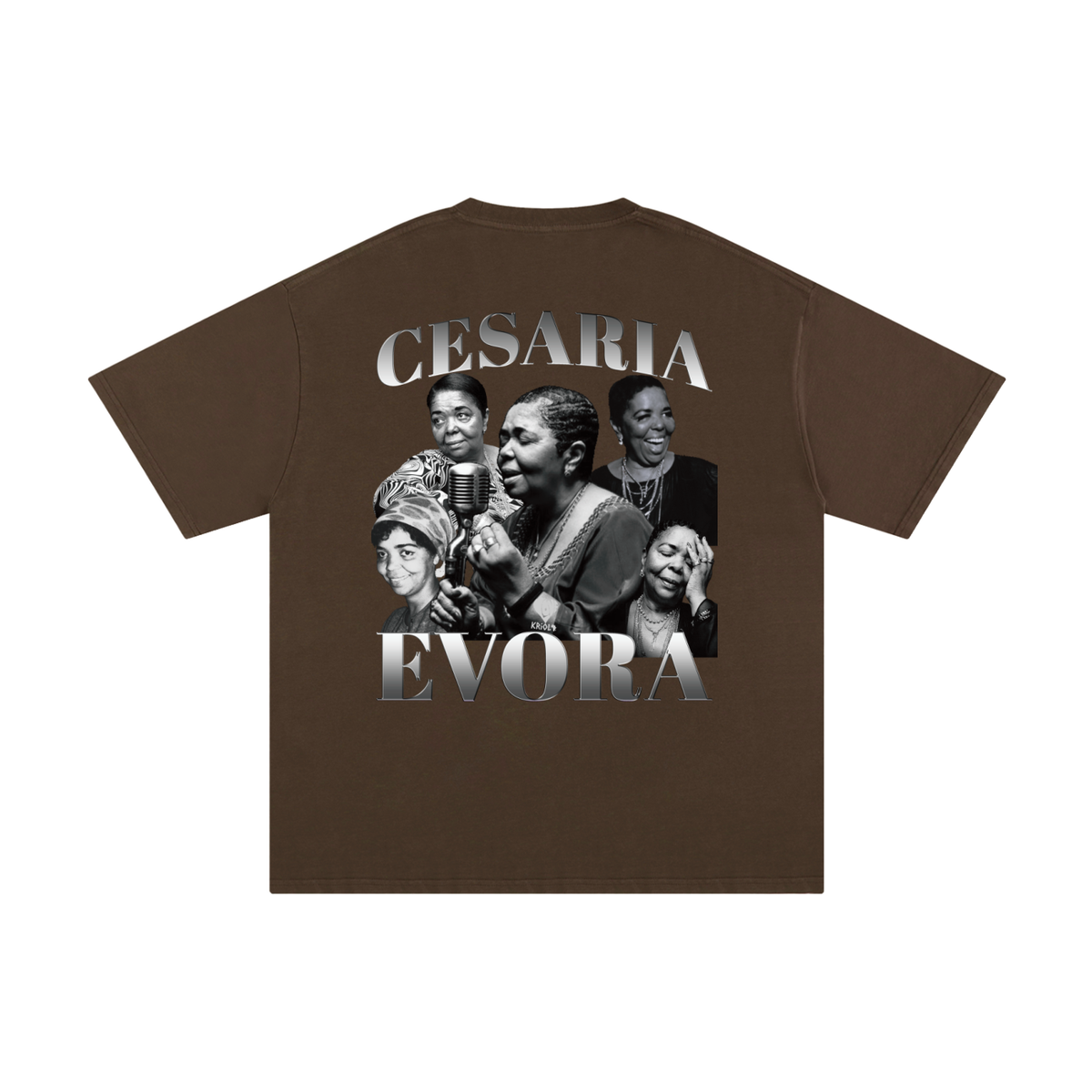 Camisa vintage com autógrafo da Cesária Évora em P&B