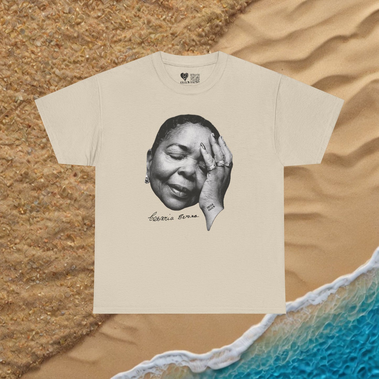 Vintage Cesaria Evora B&W signature T-shirt