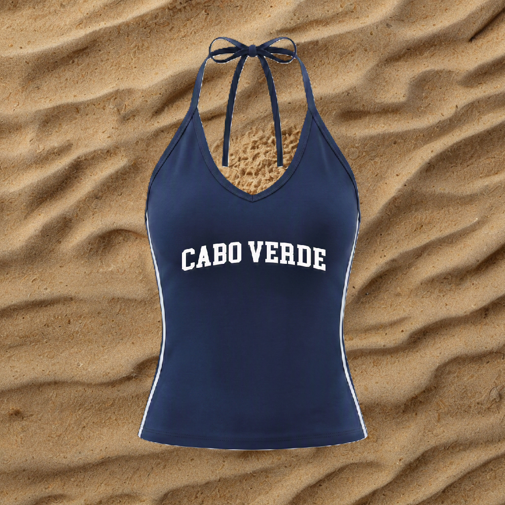 Cabo Verde Halter Crop Tank Top