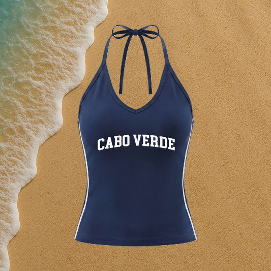 Cabo Verde Halter Crop Tank Top